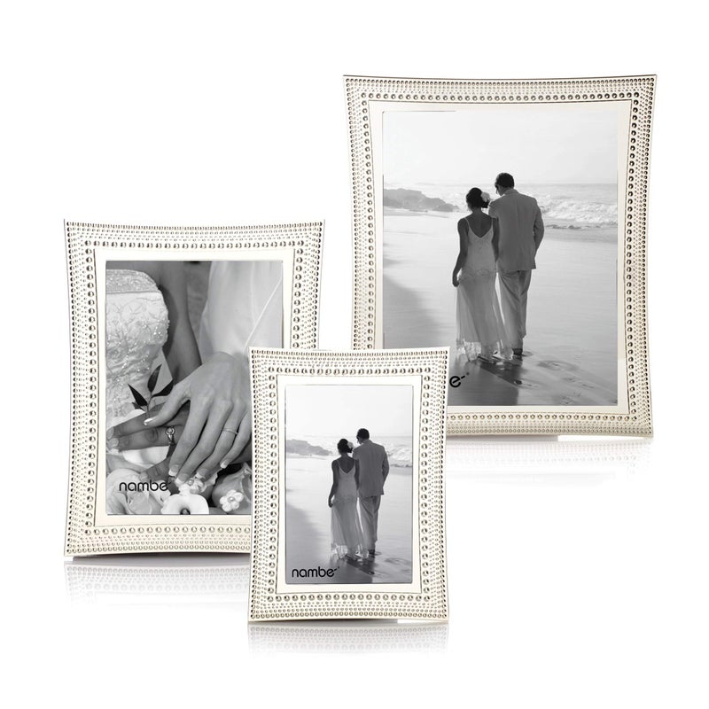 Nambe NambÃ© Beaded 8" x 10" Photo Frame - Plated Glass Display with Vintage-Inspired Beaded Edges & Bowed Sides, Decorative Tabletop Accent for Home, Office & Mantel DÃ©cor, Gift-Ready Design (Silver) - Image 3